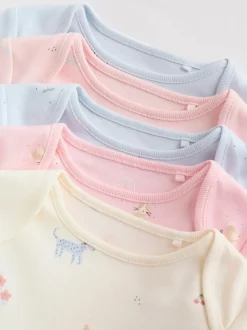 Multi Pastel Character - Set van 5 babyrompertjes met lange mouwen