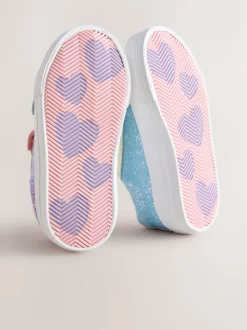 Multi regenboogkleurige glitters - Sneakers met dikke zool en klittenbandsluiting