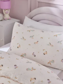 Muslin dekbedovertrek en kussensloop van 100% katoen met kreukeltextuur