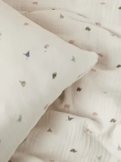 Muslin dekbedovertrek en kussensloop van 100% katoen met kreukeltextuur