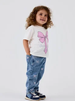 Name It Bow Embroidery Mom Jeans