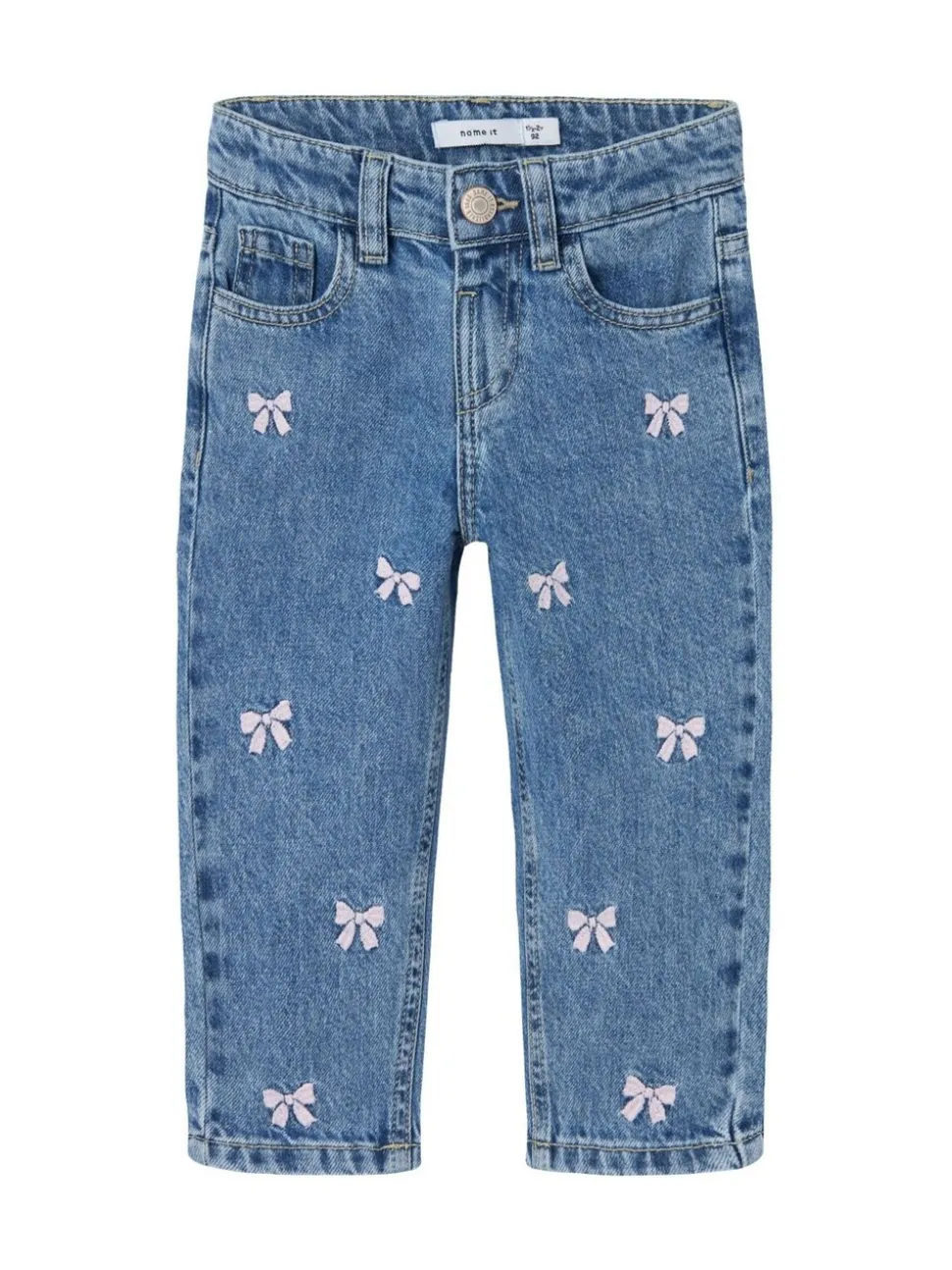 Name It Bow Embroidery Mom Jeans