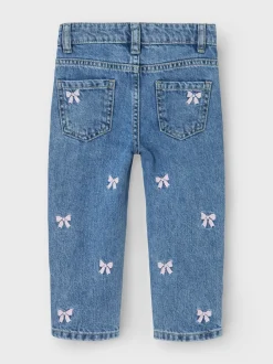 Name It Bow Embroidery Mom Jeans