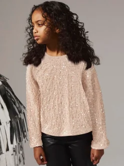 NAME IT Sequin velvet bow detail blouse