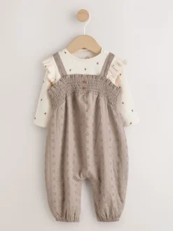 Naturel Broderie - Baby tuinbroek en bodysuit 2 -delige set (0mnd -2jr)