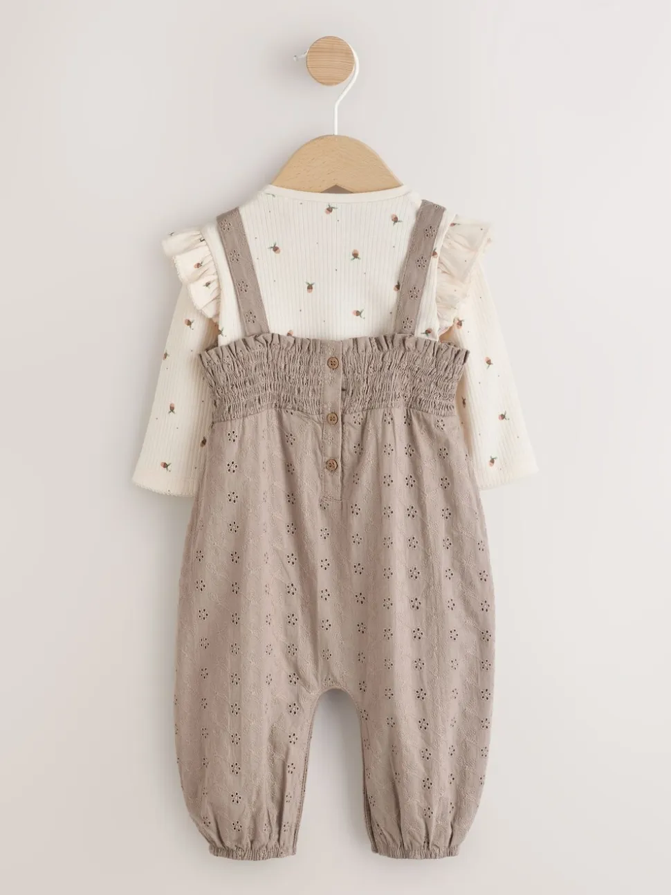 Naturel Broderie - Baby tuinbroek en bodysuit 2 -delige set (0mnd -2jr)