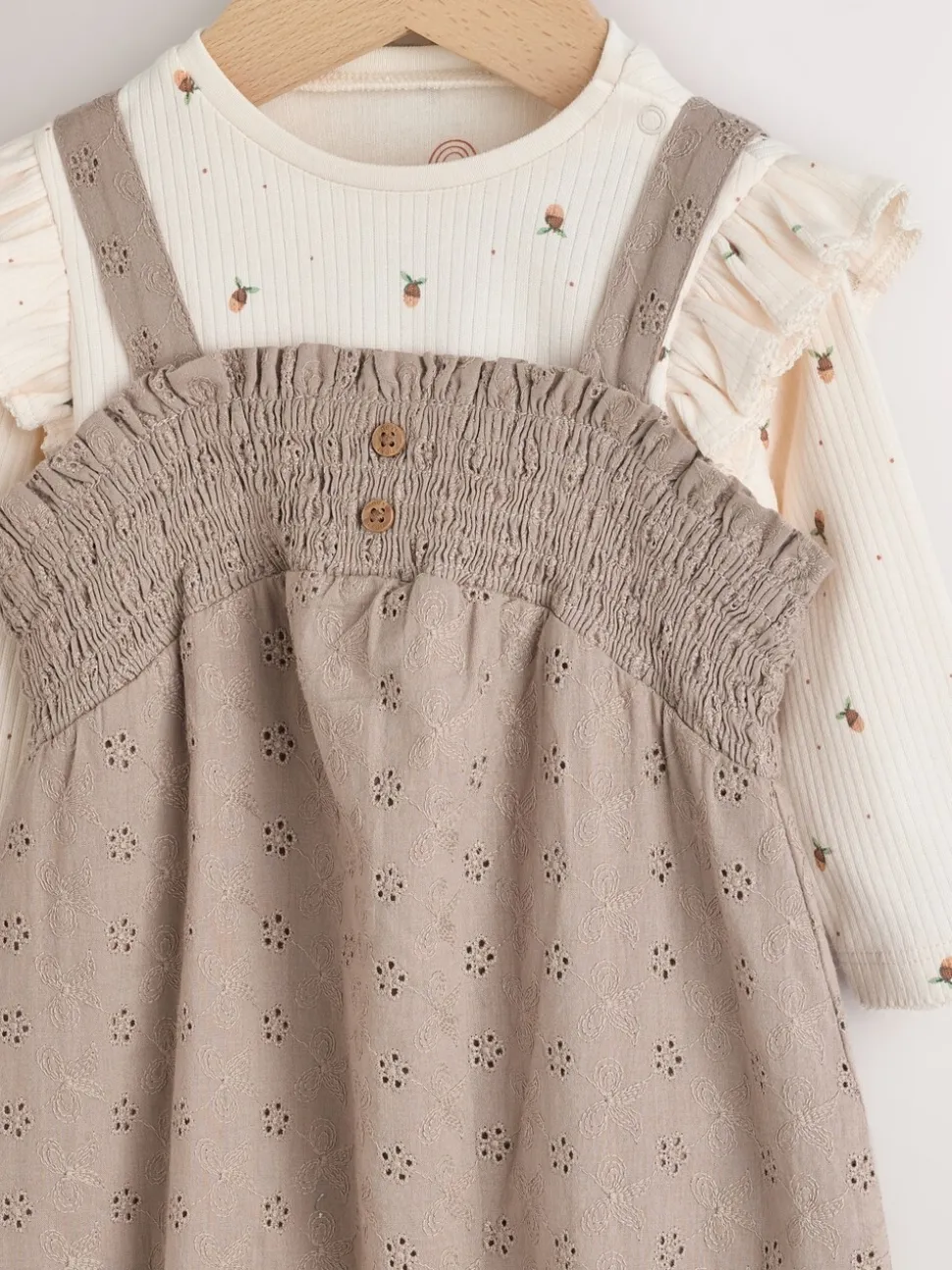 Naturel Broderie - Baby tuinbroek en bodysuit 2 -delige set (0mnd -2jr)