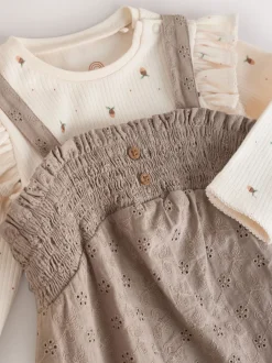 Naturel Broderie - Baby tuinbroek en bodysuit 2 -delige set (0mnd -2jr)