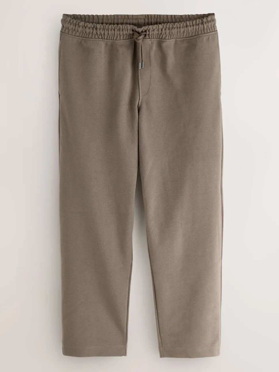 Naturel bruin - Joggingbroek van keperstof met rechte pijpen en textuur