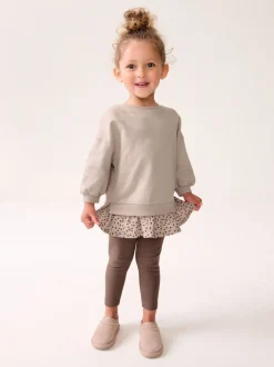 Naturel bruin - Set met top met lange mouwen en legging (3 mnd-7 jr)