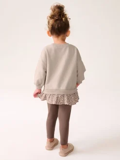 Naturel bruin - Set met top met lange mouwen en legging (3 mnd-7 jr)