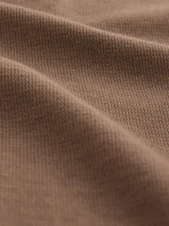 Naturel bruin - Smart poloshirt met textuur en rits