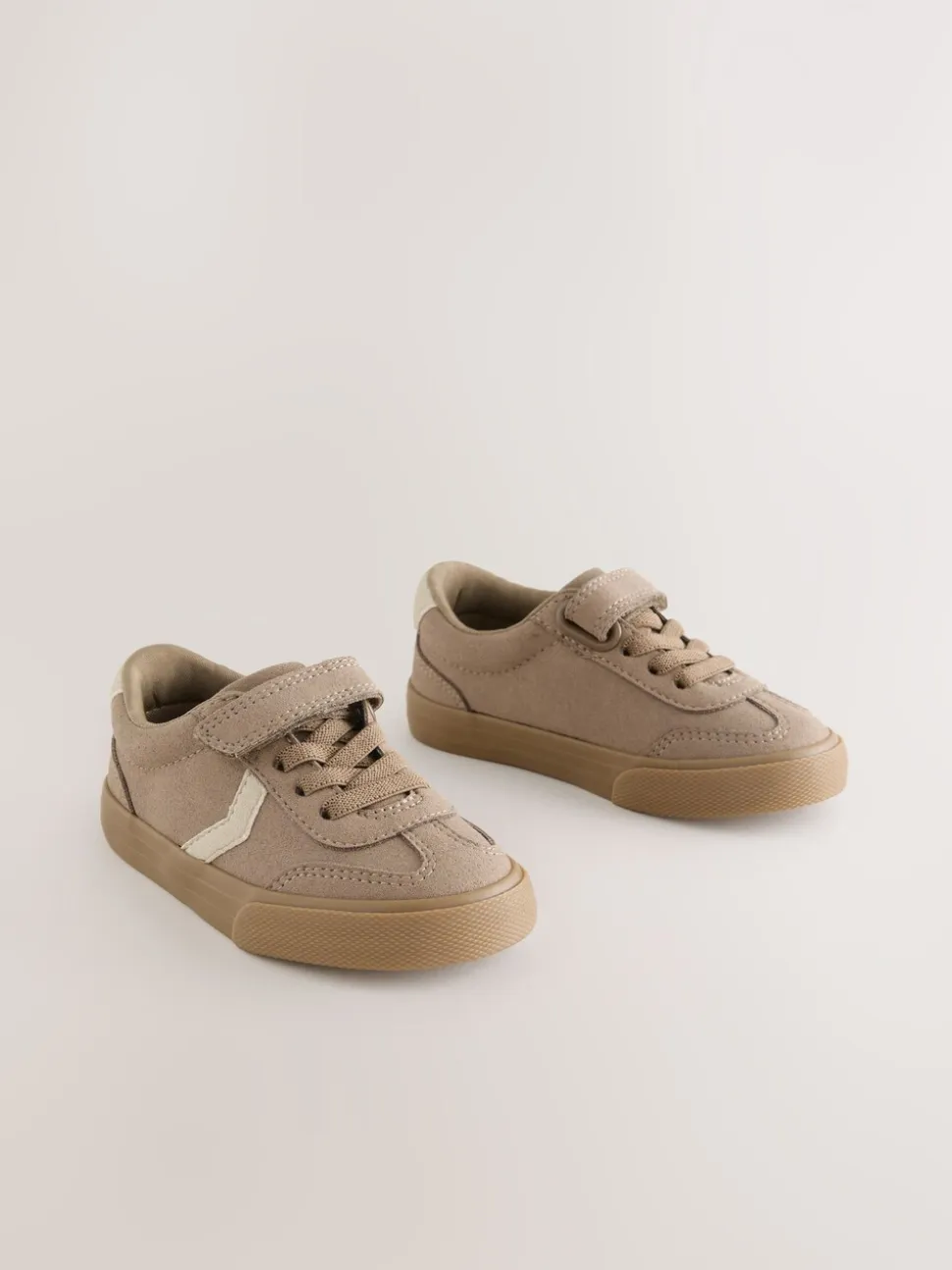 Naturel bruin - Sneakers met klittenbandsluiting en elastische veters