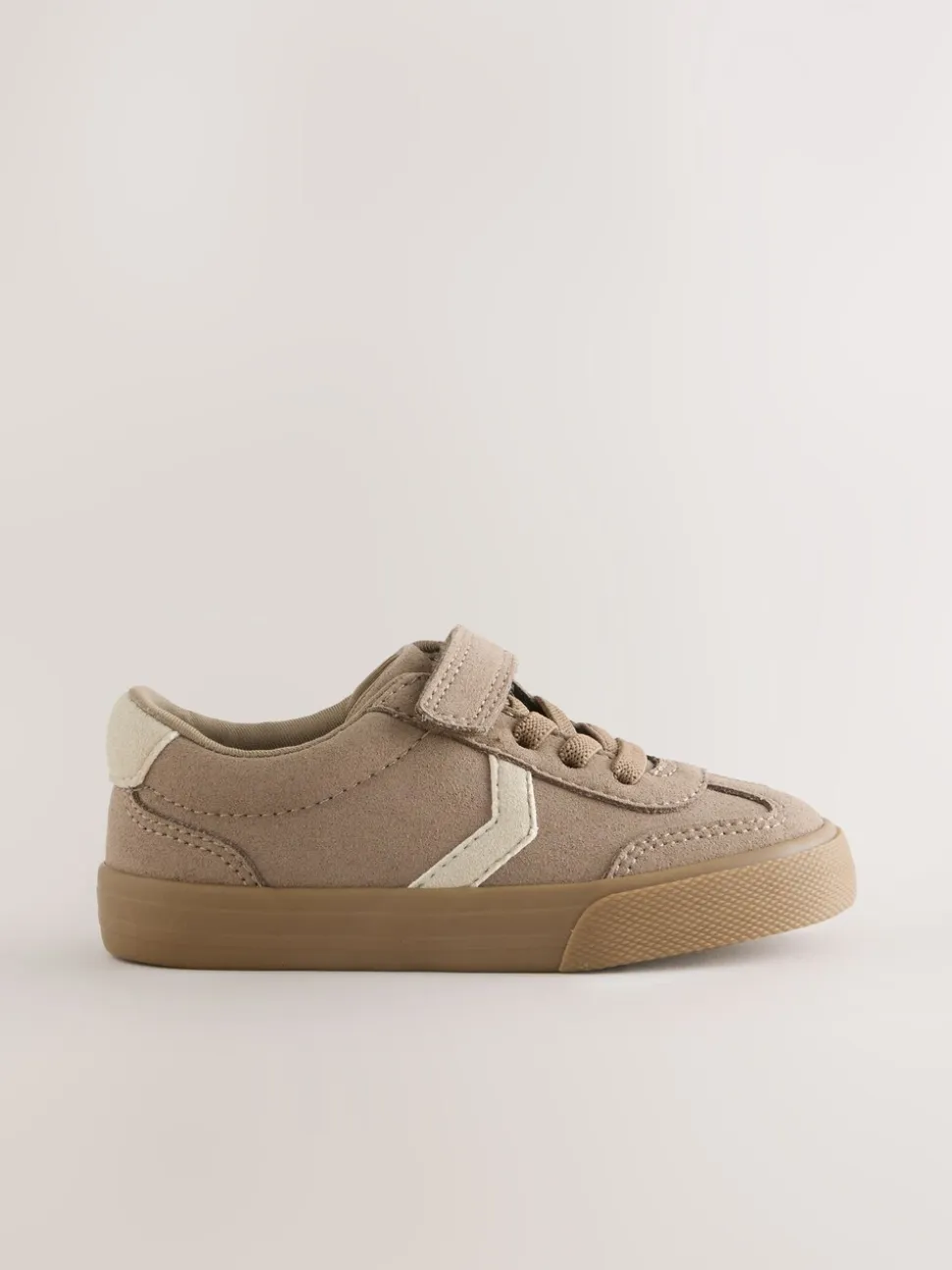 Naturel bruin - Sneakers met klittenbandsluiting en elastische veters