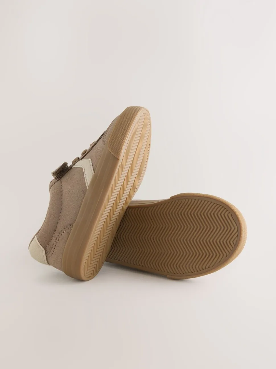 Naturel bruin - Sneakers met klittenbandsluiting en elastische veters