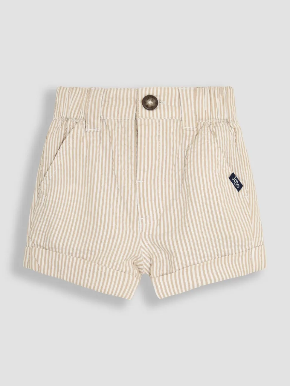 Naturel kiezelkleur - JoJo Maman Bébé Seersucker gestreepte short van 100% katoen