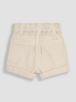 Naturel kiezelkleur - JoJo Maman Bébé Seersucker gestreepte short van 100% katoen