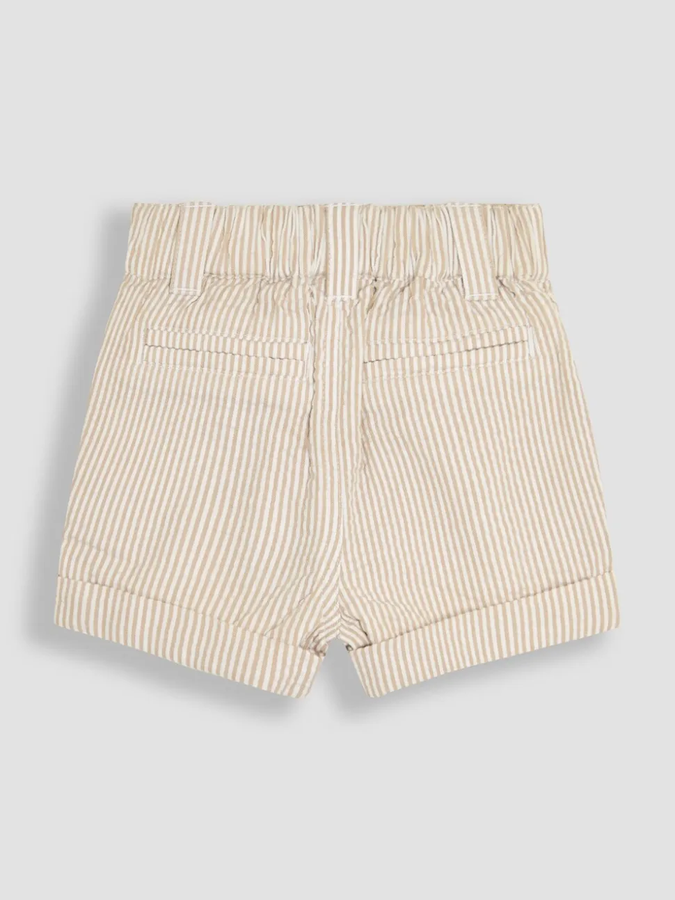 Naturel kiezelkleur - JoJo Maman Bébé Seersucker gestreepte short van 100% katoen