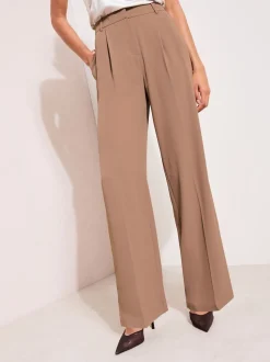 Naturel Latte - Friends Like These Premium broek met wijde pijpen en elastiek aan de achterkant