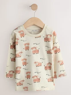 Naturel Lichtbruin Hamish - T-shirts met lange mouwen en dierenfiguurprint verpakking van 3 (3 mnd - 7 jr)