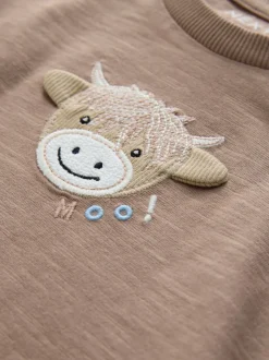 Naturel Lichtbruin Hamish - T-shirts met lange mouwen en dierenfiguurprint verpakking van 3 (3 mnd - 7 jr)