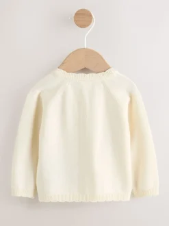 Naturel met borduursel - Baby Bunny Cardigan (0mths-3yrs)