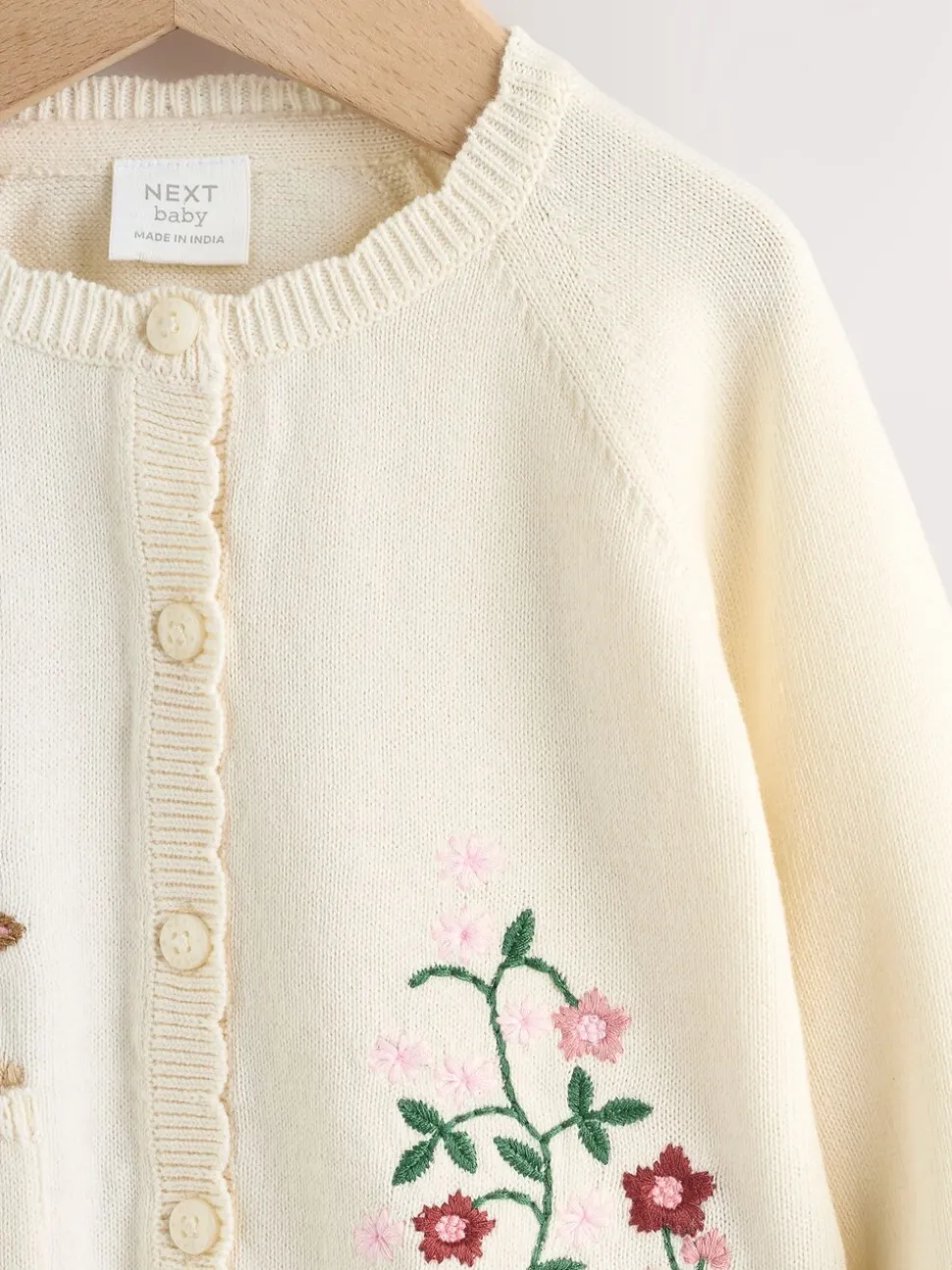 Naturel met borduursel - Baby Bunny Cardigan (0mths-3yrs)