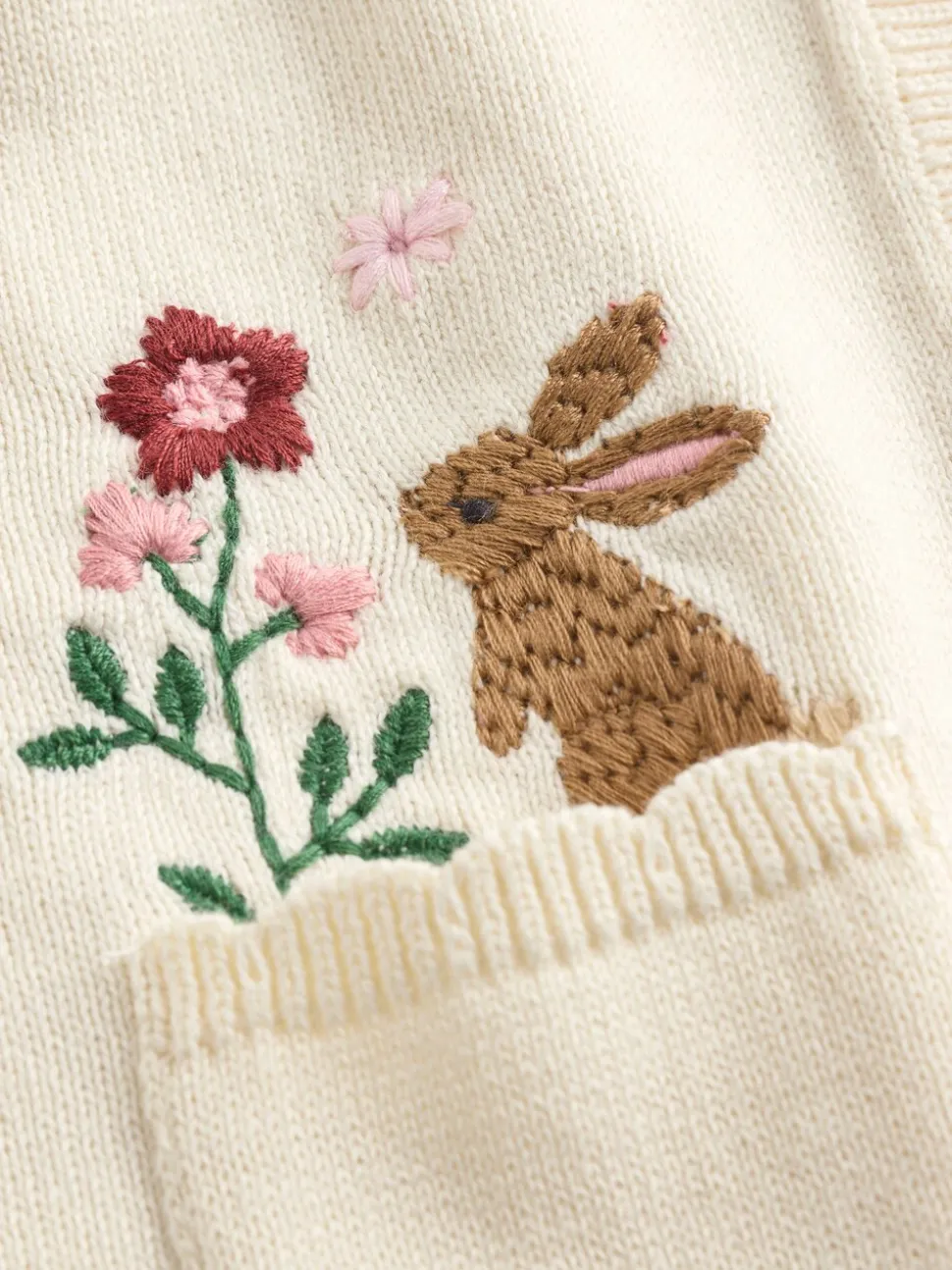 Naturel met borduursel - Baby Bunny Cardigan (0mths-3yrs)