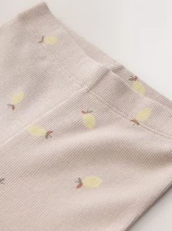 Naturel met citroenprint - Geribbelde flare legging (3 mnd-7 jr)