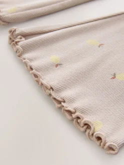 Naturel met citroenprint - Geribbelde flare legging (3 mnd-7 jr)