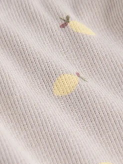 Naturel met citroenprint - Geribbeld T-shirt met lange mouwen (3mnd-7jr)