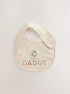 Naturel met figuurtje - I Love My Mummy/Daddy-babyslabbetjes 2 stuks
