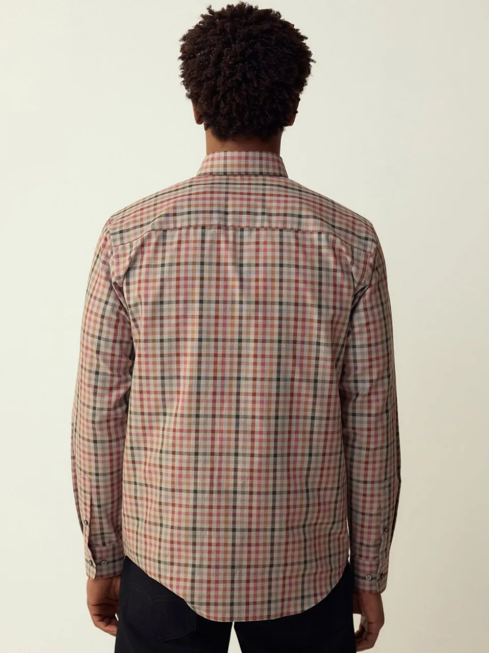 Naturel met gingham-ruit - Eenvoudig te strijken Oxford-overhemd met knopen en standaard pasvorm