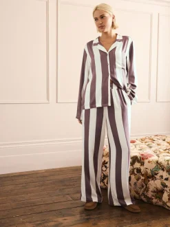 Naturel met strepen - Pyjama's met knoopsluiting