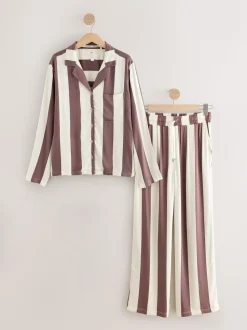 Naturel met strepen - Pyjama's met knoopsluiting