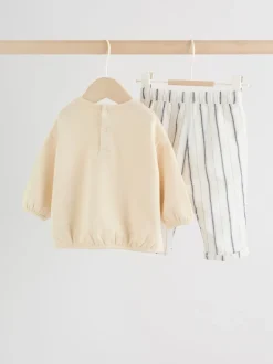 Naturel met strepen - Sweat Top and Trousers Baby Set (0mths-2yrs)