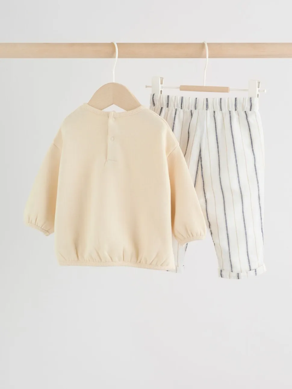 Naturel met strepen - Sweat Top and Trousers Baby Set (0mths-2yrs)