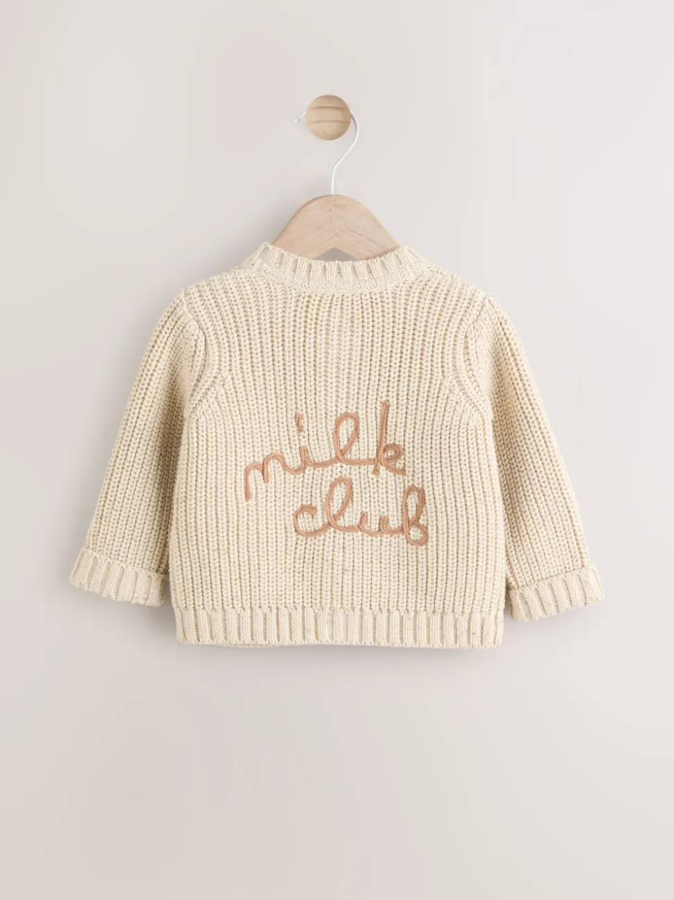 Naturel Milk Club - Grofgebreid babyvestje met borduursel