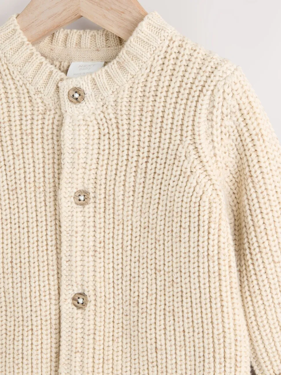 Naturel Milk Club - Grofgebreid babyvestje met borduursel