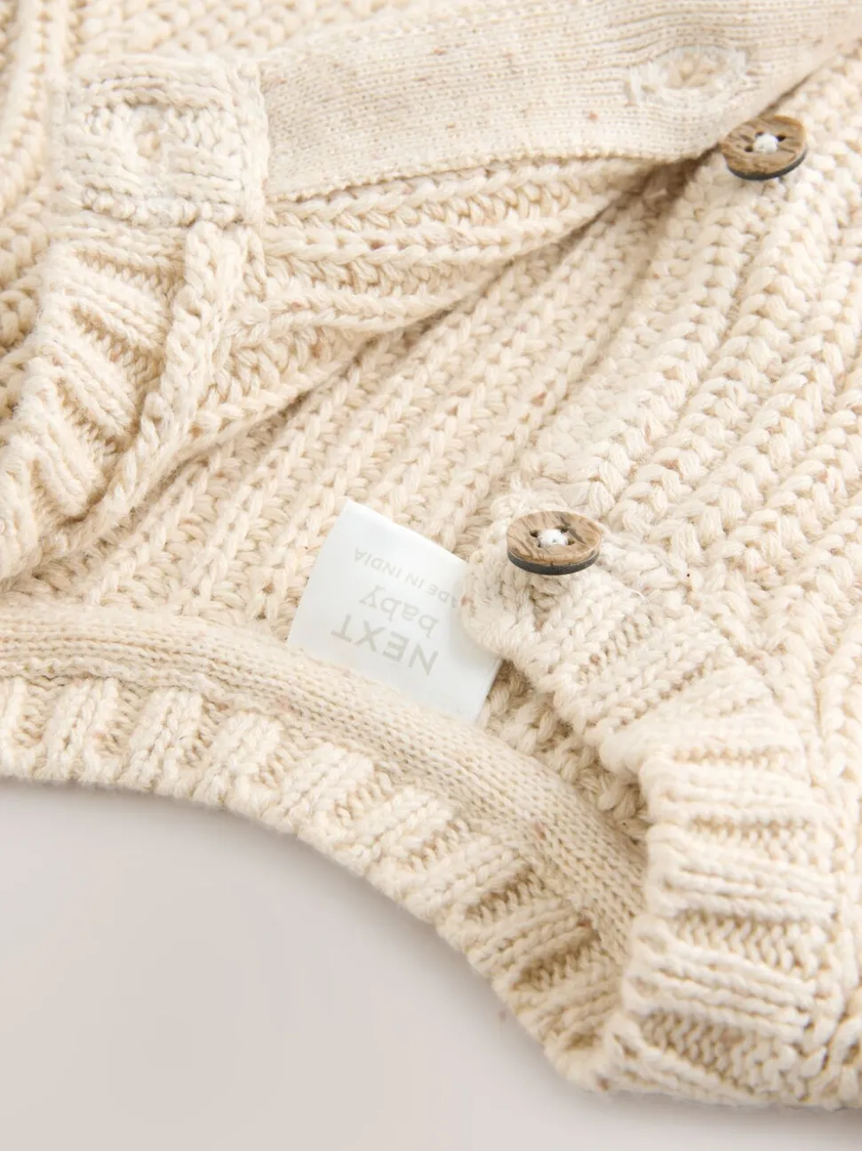Naturel Milk Club - Grofgebreid babyvestje met borduursel