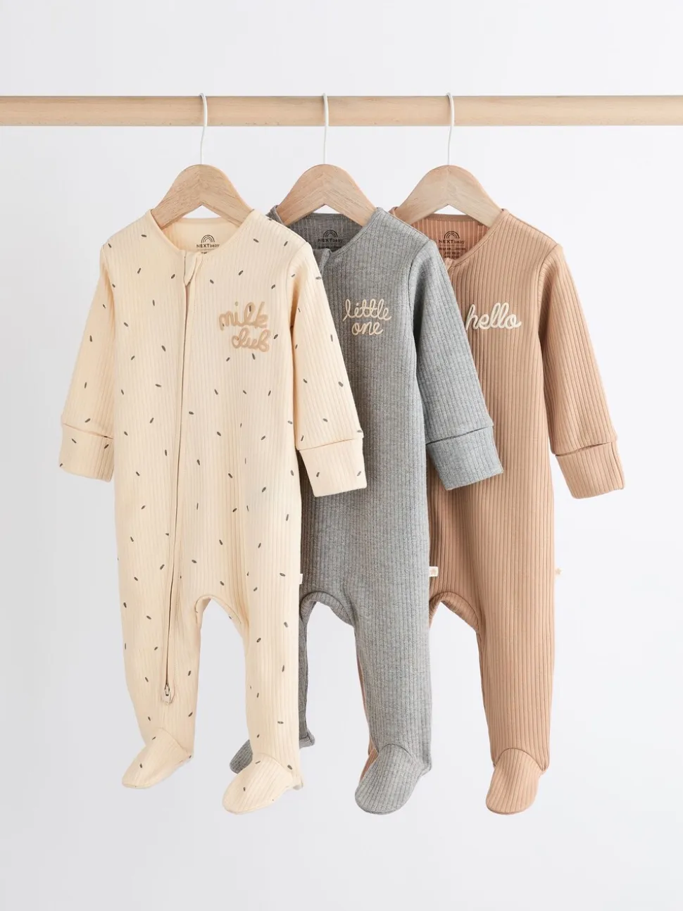 Naturel Milk Club - Set van 3 babyslaapzakjes met tweewegrits van 100% katoen (0 mnd - 2 jr)