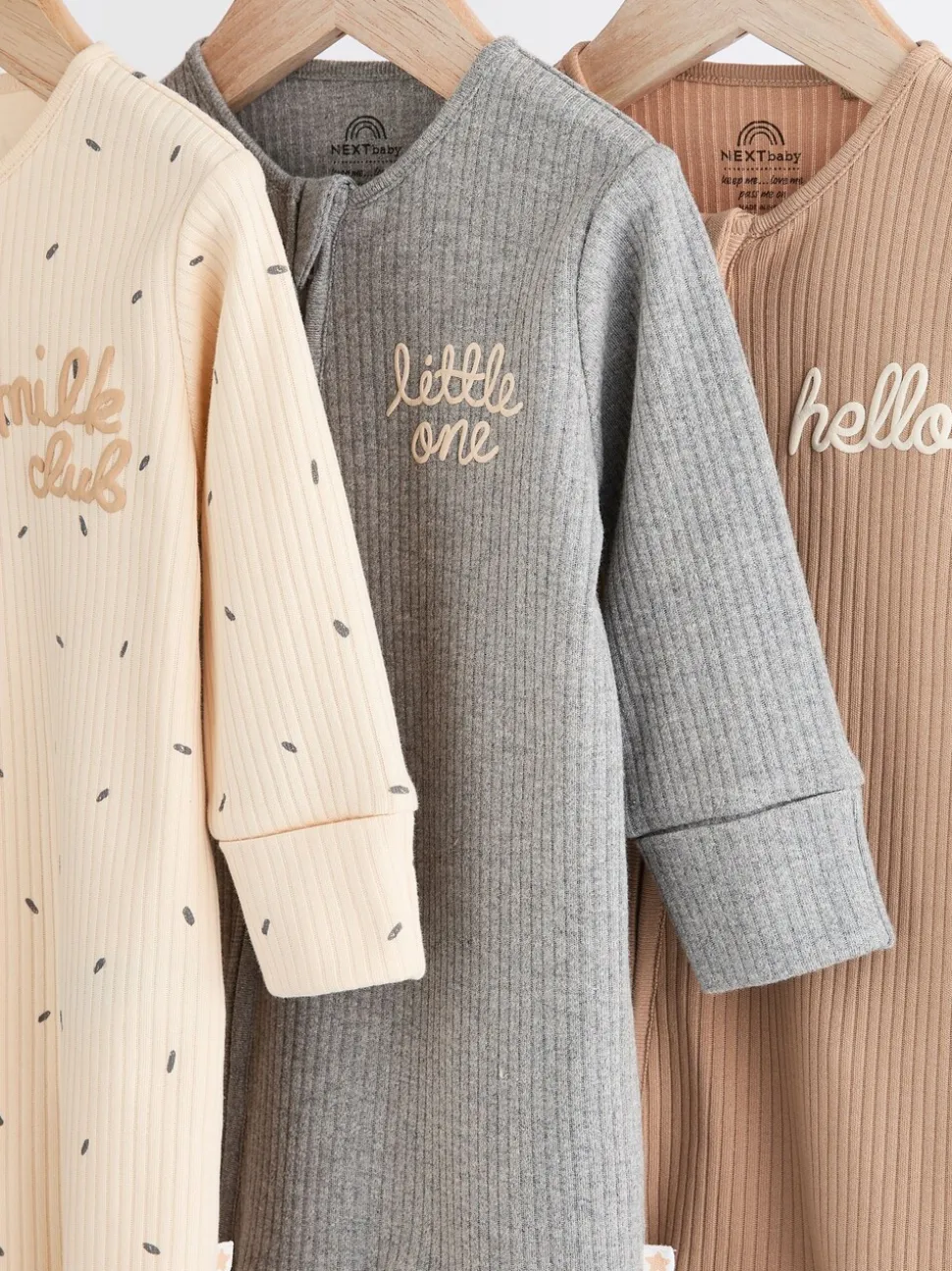 Naturel Milk Club - Set van 3 babyslaapzakjes met tweewegrits van 100% katoen (0 mnd - 2 jr)