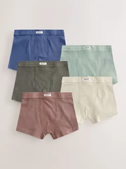 Naturel Multicolor - Set van 5 boxershorts met zachte tailleband (1,5-16 jr)