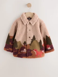 Naturel Sierlijke Print - Fleece shacket van borg (3 mnd - 7 jr)