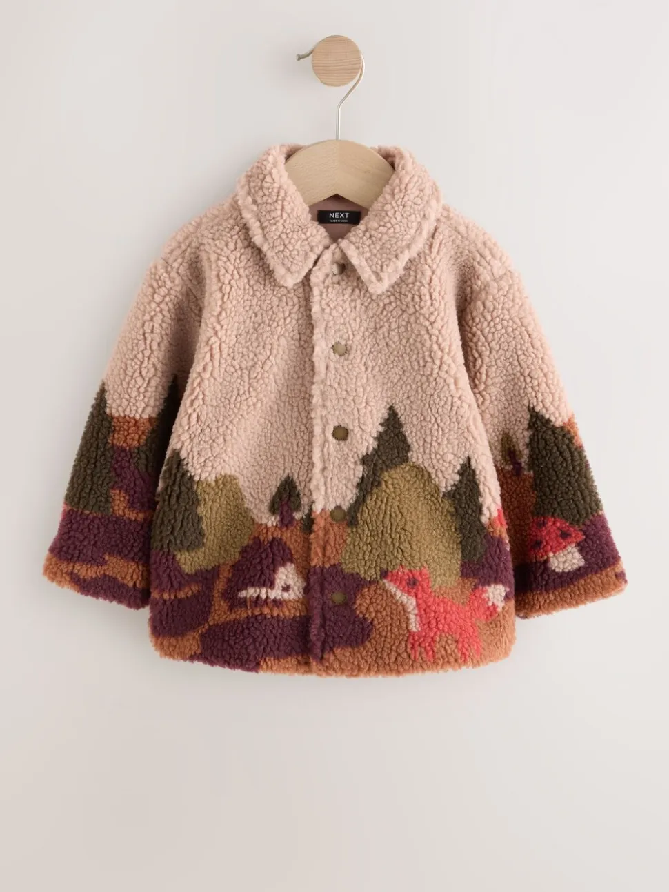 Naturel Sierlijke Print - Fleece shacket van borg (3 mnd - 7 jr)