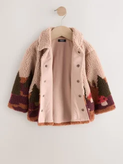 Naturel Sierlijke Print - Fleece shacket van borg (3 mnd - 7 jr)
