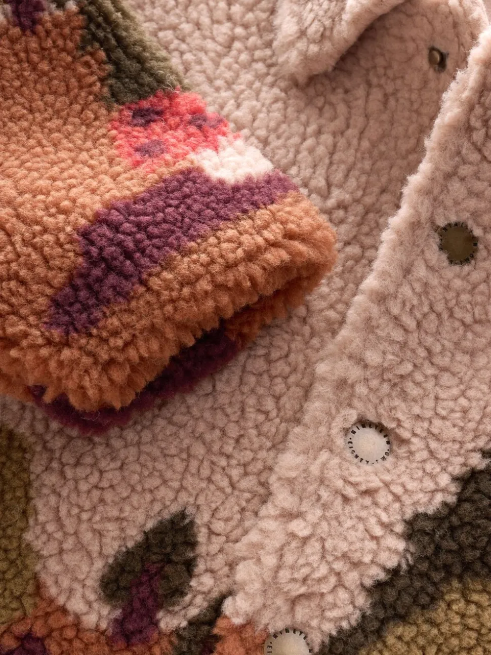 Naturel Sierlijke Print - Fleece shacket van borg (3 mnd - 7 jr)