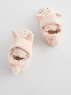 Naturel/crèmekleurig konijn - Pantoffels met antislip-zool