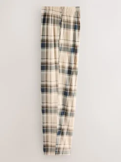 Naturel/zwart geruit - Jersey pyjama met korte mouwen
