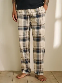 Naturel/zwart geruit - Jersey pyjama met korte mouwen